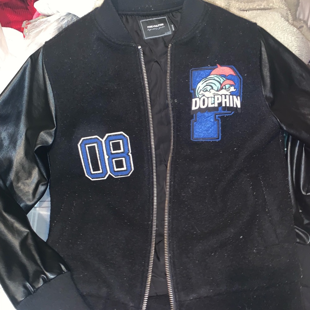 Pink dolphin varsity jacket